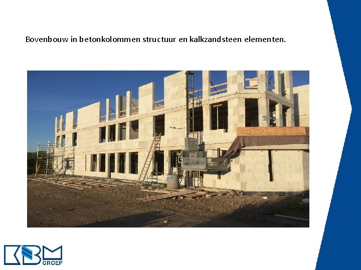 Bovenbouw in betonkolommen structuur en kalkzandsteen elementen. 5 