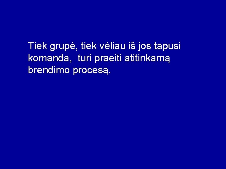 Tiek grupė, tiek vėliau iš jos tapusi komanda, turi praeiti atitinkamą brendimo procesą. 