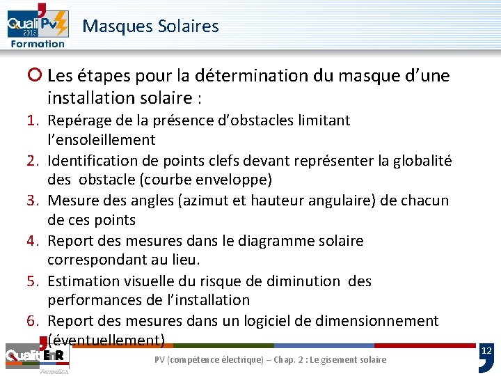 Masques Solaires ¡ Les étapes pour la détermination du masque d’une installation solaire :