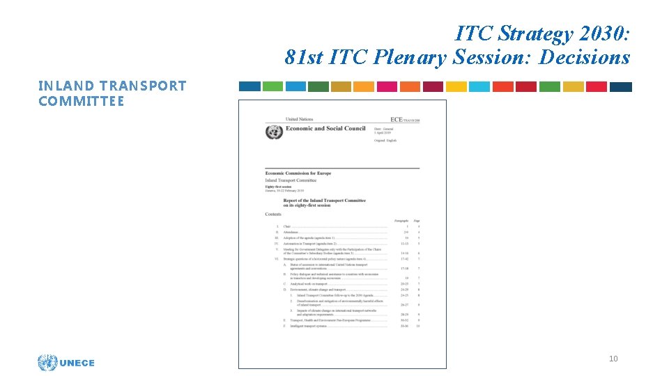 Inland Transport Committee ITC related matters ITC Strategy
