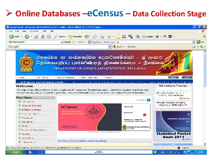 Ø Online Databases –e. Census – Data Collection Stage 