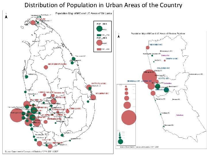 Distribution of Population in Urban Areas of the Country 