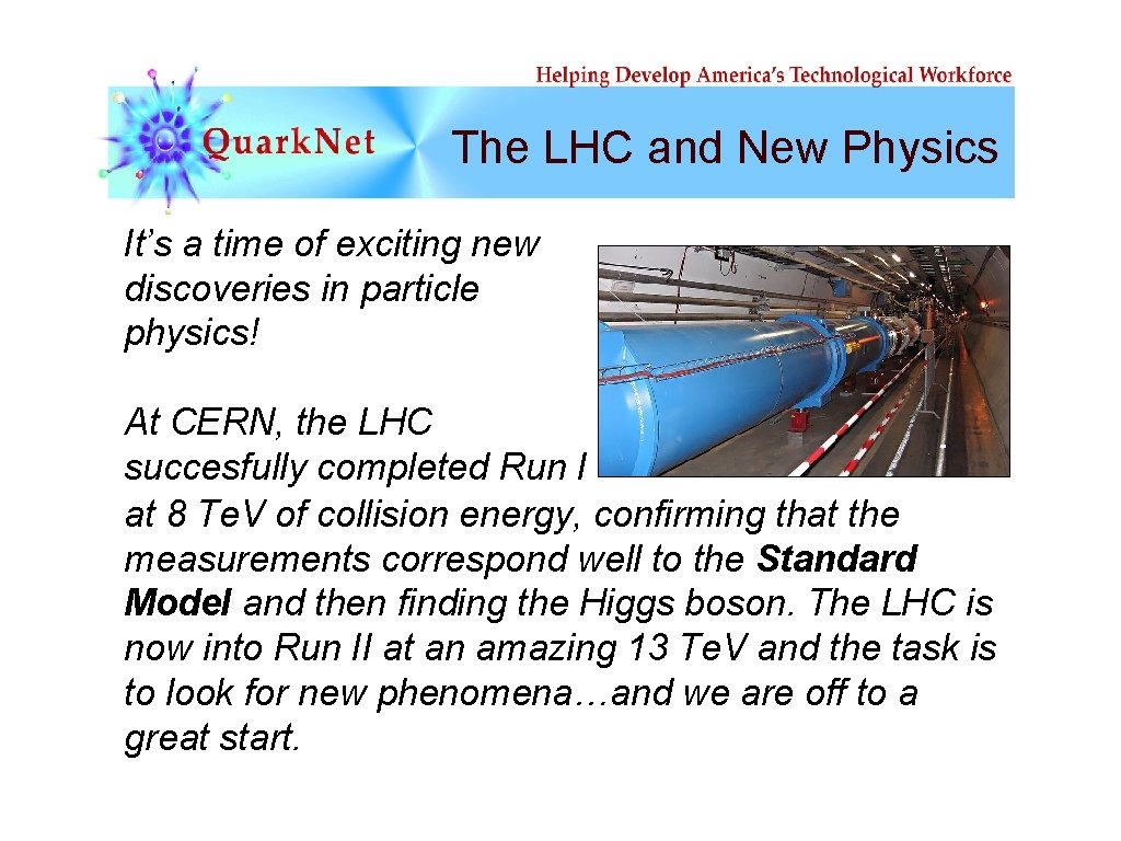 The LHC and New Physics It’s a time of exciting new discoveries in particle
