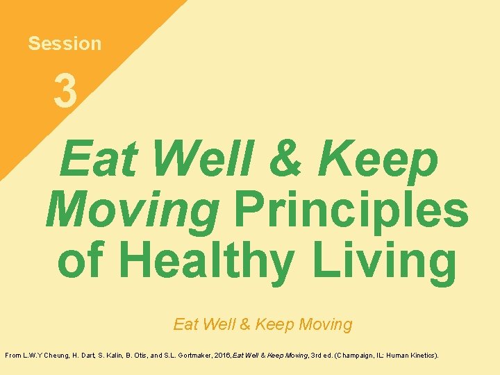 Session 3 Eat Well & Keep Moving Principles of Healthy Living Eat Well &