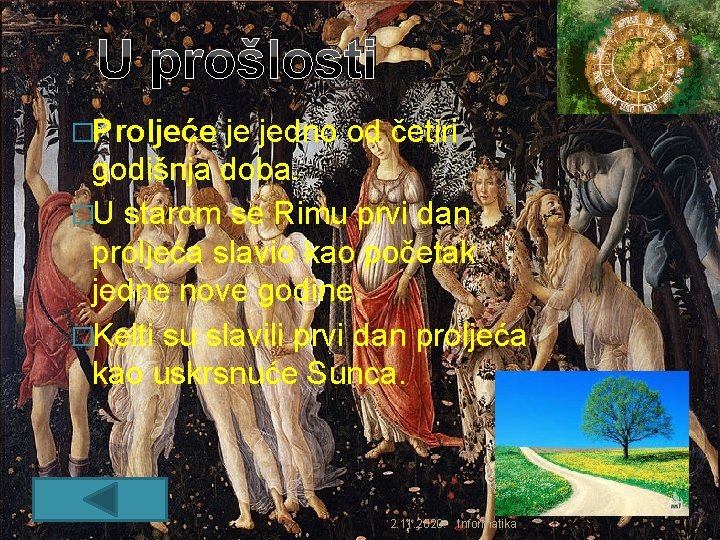 U prošlosti �Proljeće je jedno od četiri godišnja doba. �U starom se Rimu prvi