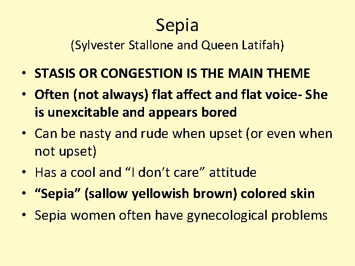 Sepia (Sylvester Stallone and Queen Latifah) • STASIS OR CONGESTION IS THE MAIN THEME