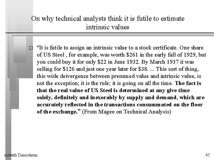 On why technical analysts think it is futile to estimate intrinsic values � "It