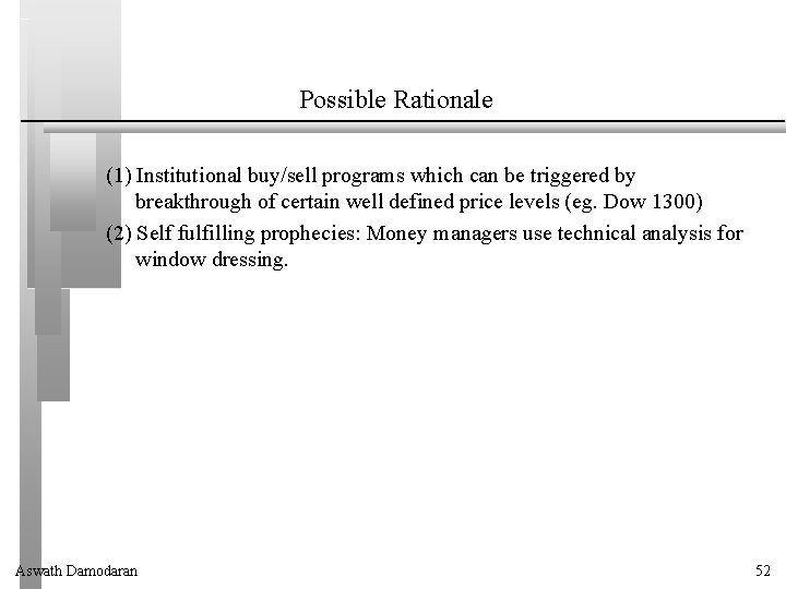 Possible Rationale (1) Institutional buy/sell programs which can be triggered by breakthrough of certain