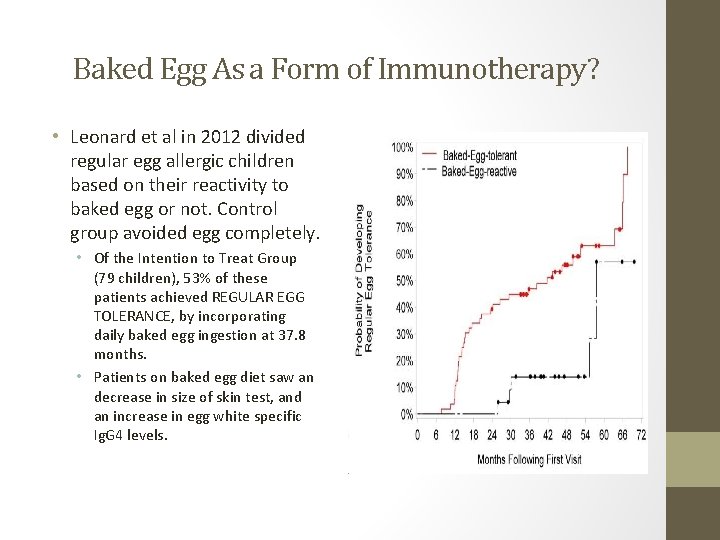 Baked Egg As a Form of Immunotherapy? • Leonard et al in 2012 divided