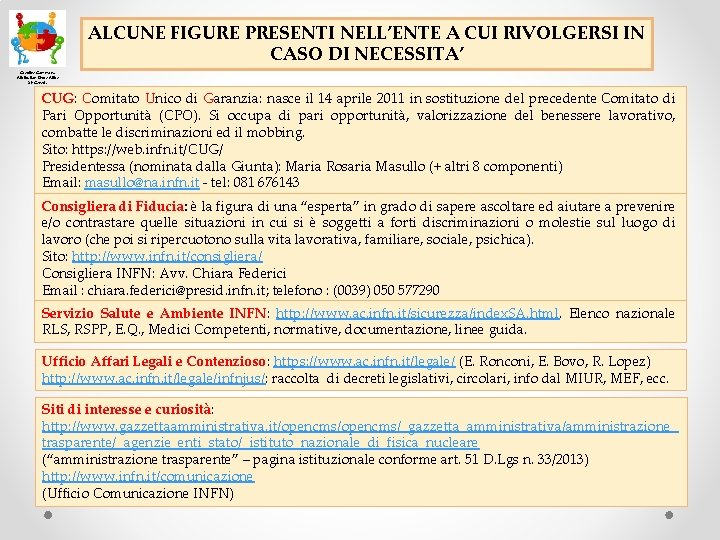 ALCUNE FIGURE PRESENTI NELL’ENTE A CUI RIVOLGERSI IN CASO DI NECESSITA’ Creative Commons Attribution-Share