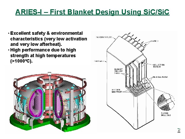 ARIES-I – First Blanket Design Using Si. C/Si. C • Excellent safety & environmental