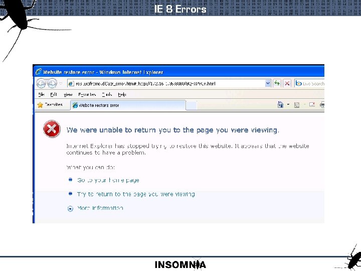 IE 8 Errors 