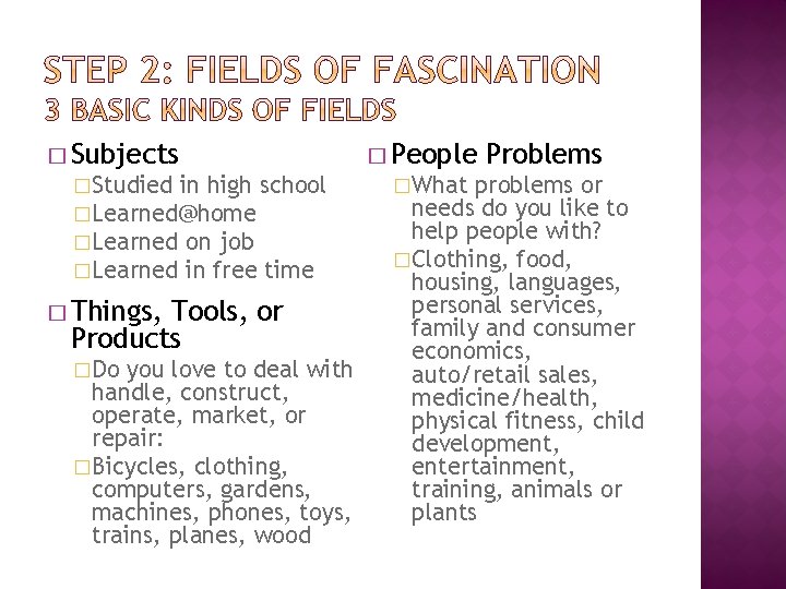 � Subjects �Studied in high school �Learned@home �Learned on job �Learned in free time