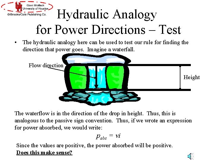 Hydraulic Analogy for Power Directions – Test • The hydraulic analogy here can be Hydraulic Analogy for Power Directions – Test • The hydraulic analogy here can be