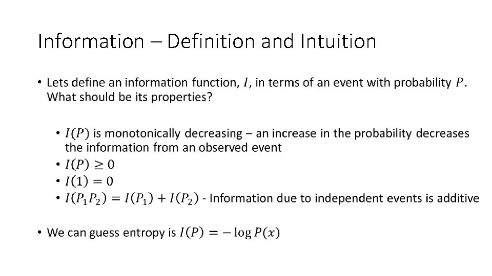 Information – Definition and Intuition • 