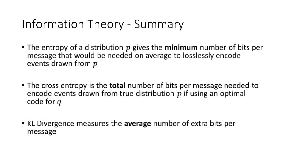 Information Theory - Summary • 