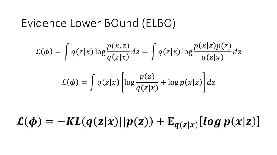 Evidence Lower BOund (ELBO) • 