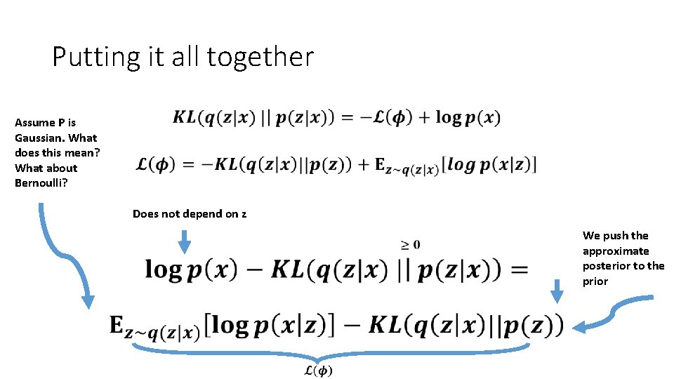 Putting it all together • Assume P is Gaussian. What does this mean? What