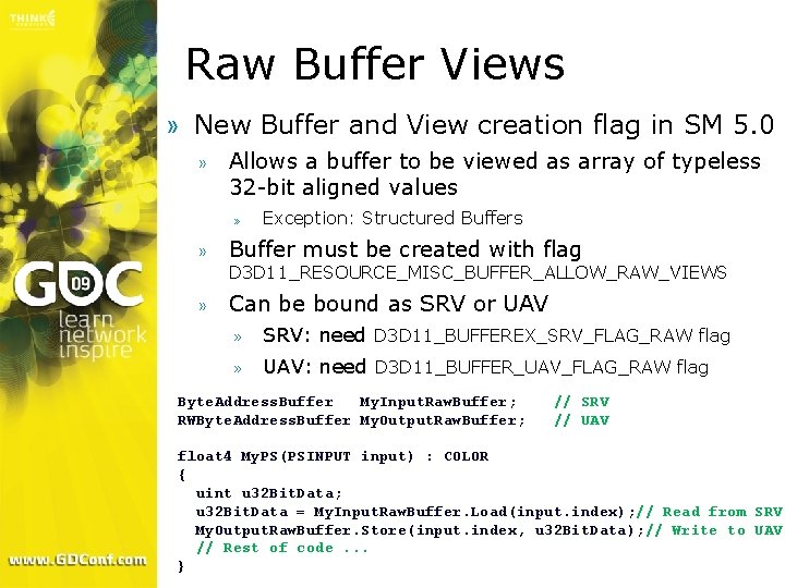 Raw Buffer Views » New Buffer and View creation flag in SM 5. 0