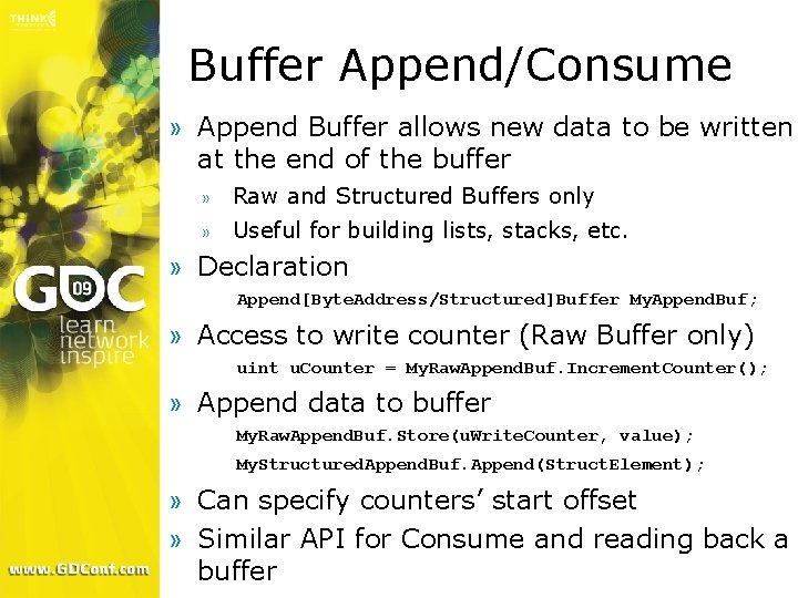 Buffer Append/Consume » Append Buffer allows new data to be written at the end