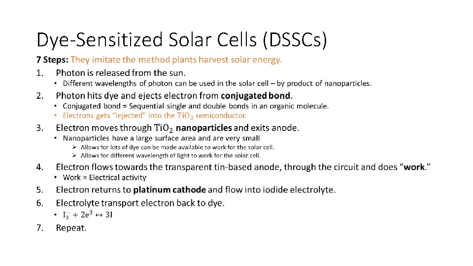 Dye-Sensitized Solar Cells (DSSCs) • 