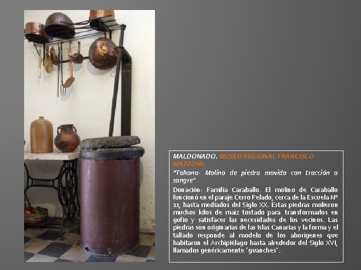 MALDONADO. MUSEO REGIONAL FRANCISCO MAZZONI. "Tahona- Molino de piedra movido con tracción a sangre“ MALDONADO. MUSEO REGIONAL FRANCISCO MAZZONI. "Tahona- Molino de piedra movido con tracción a sangre“
