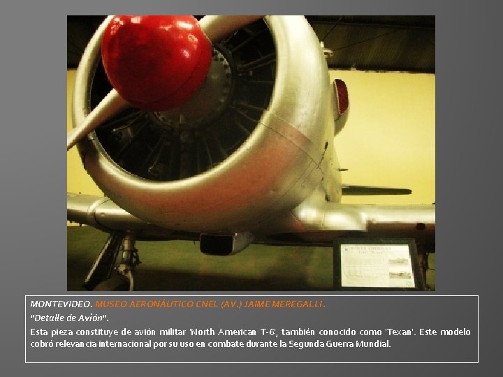 MONTEVIDEO. MUSEO AERONÁUTICO CNEL (AV. ) JAIME MEREGALLI. "Detalle de Avión". Esta pieza constituye MONTEVIDEO. MUSEO AERONÁUTICO CNEL (AV. ) JAIME MEREGALLI. "Detalle de Avión". Esta pieza constituye