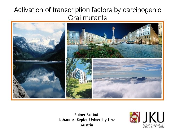 Activation of transcription factors by carcinogenic Orai mutants Rainer Schindl Johannes Kepler University Linz