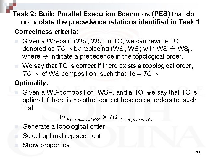 Task 2: Build Parallel Execution Scenarios (PES) that do not violate the precedence relations