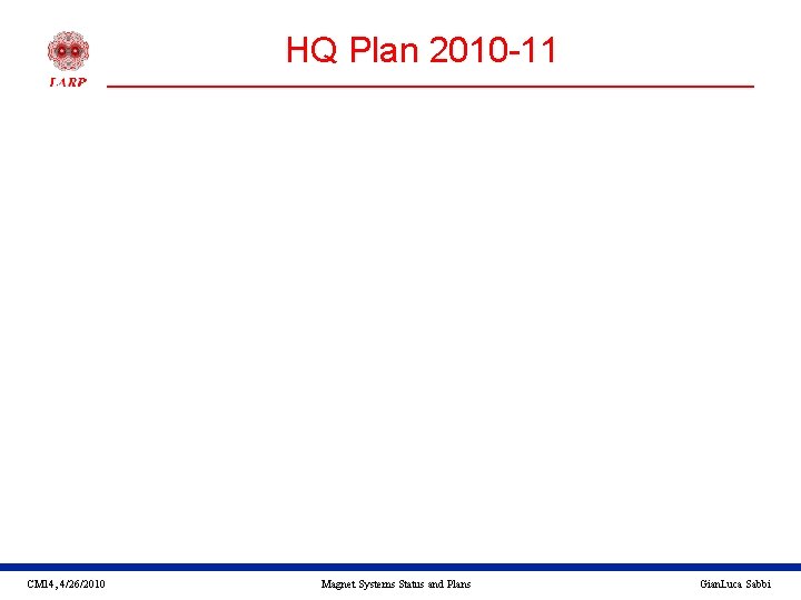 HQ Plan 2010 -11 CM 14, 4/26/2010 Magnet Systems Status and Plans Gian. Luca