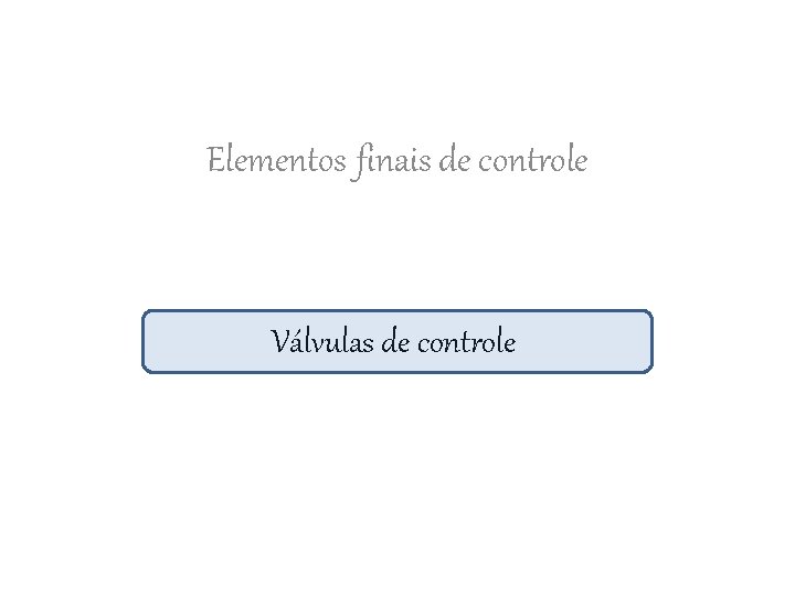 Elementos finais de controle Válvulas de controle 