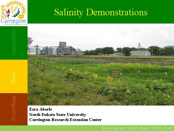 Everything from Agriculture Salinity Demonstrations Ezra Aberle North Dakota State University Carrington Research Extension