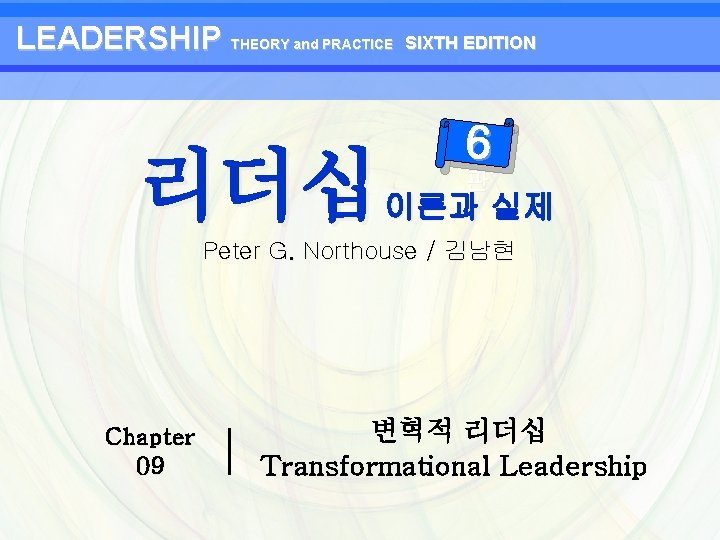 LEADERSHIP THEORY and PRACTICE 리더십 SIXTH EDITION 6 판 이론과 실제 Peter G. Northouse