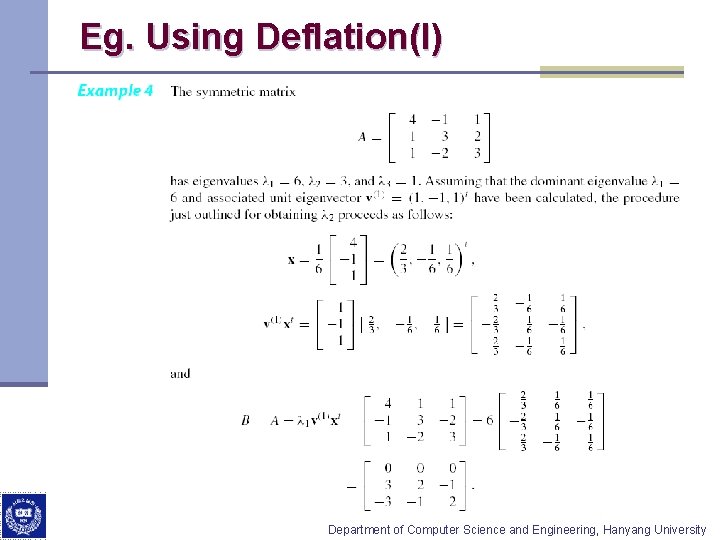 Eg. Using Deflation(I) Department of Computer Science and Engineering, Hanyang University 