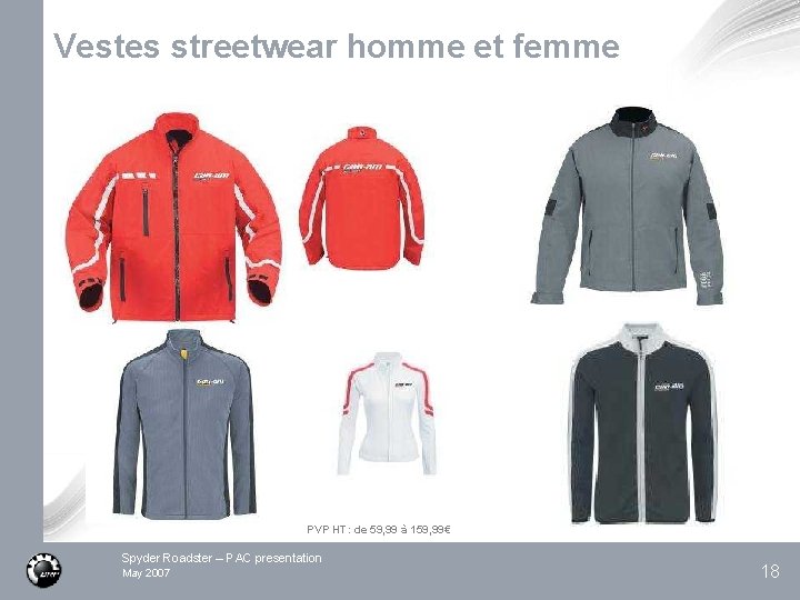 Vestes streetwear homme et femme PVP HT: de 59, 99 à 159, 99€ Spyder