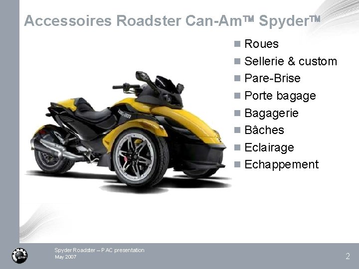 Accessoires Roadster Can-Am Spyder n Roues n Sellerie & custom n Pare-Brise n Porte