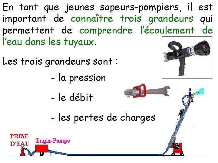 En tant que jeunes sapeurs-pompiers, il est important de connaître trois grandeurs qui permettent