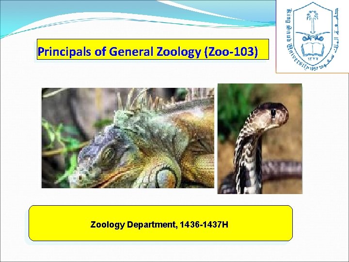 Principals of General Zoology (Zoo-103) Zoology Department, 1436 -1437 H 