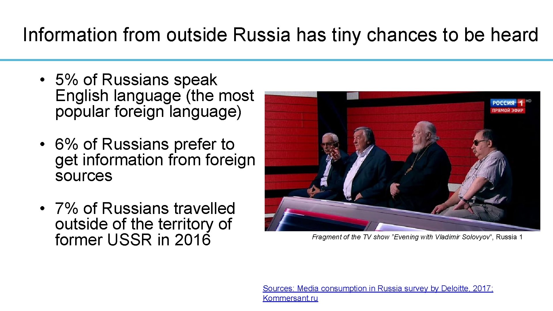 Information from outside Russia has tiny chances to be heard • 5% of Russians