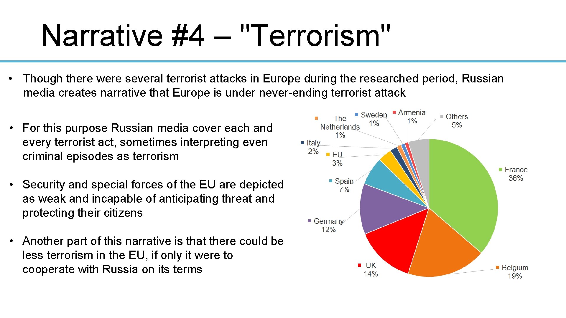 Narrative #4 – "Terrorism" • Though there were several terrorist attacks in Europe during