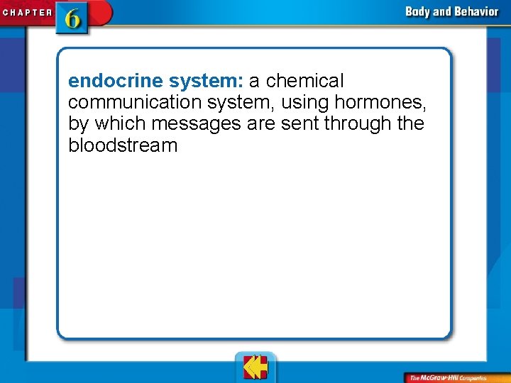 endocrine system: a chemical communication system, using hormones, by which messages are sent through