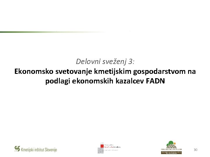 Delovni sveženj 3: Ekonomsko svetovanje kmetijskim gospodarstvom na podlagi ekonomskih kazalcev FADN 30 