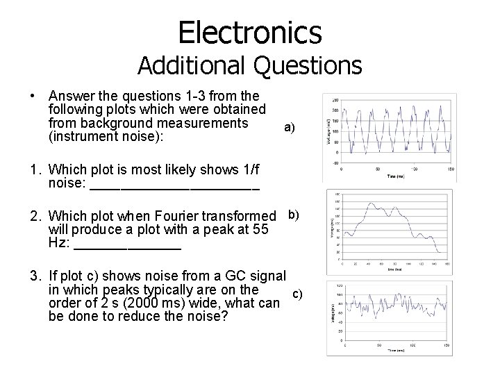 Electronics Additional Questions • Answer the questions 1 -3 from the following plots which
