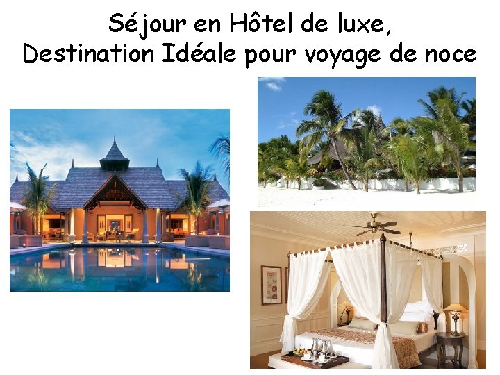 Séjour en Hôtel de luxe, Destination Idéale pour voyage de noce 
