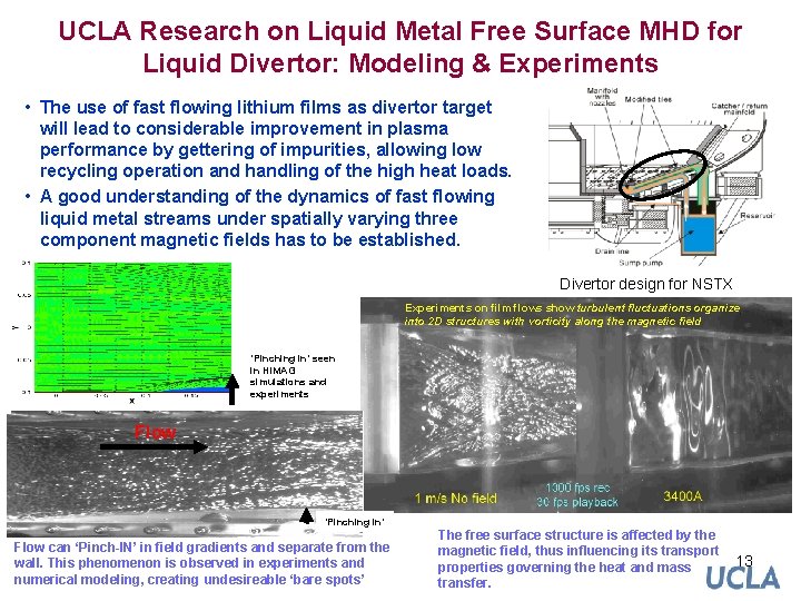 UCLA Research on Liquid Metal Free Surface MHD for Liquid Divertor: Modeling & Experiments UCLA Research on Liquid Metal Free Surface MHD for Liquid Divertor: Modeling & Experiments
