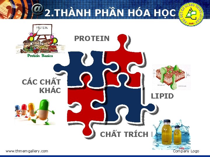 2. THÀNH PHẦN HÓA HỌC PROTEIN CÁC CHẤT KHÁC LIPID CHẤT TRÍCH LY www.