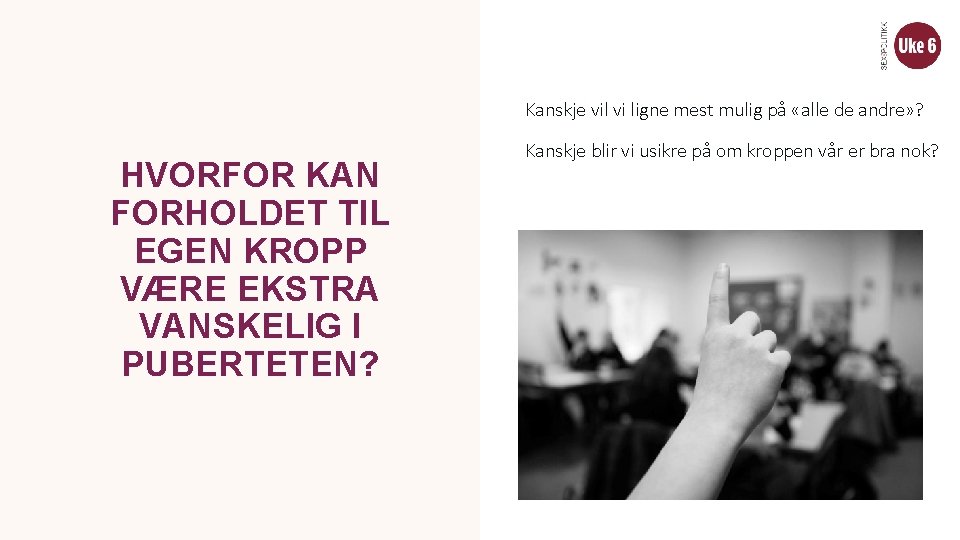 Kanskje vil vi ligne mest mulig på «alle de andre» ? HVORFOR KAN FORHOLDET