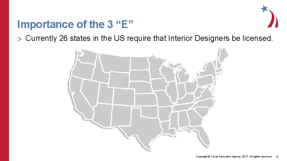 Importance of the 3 “E” > Currently 26 states in the US require that