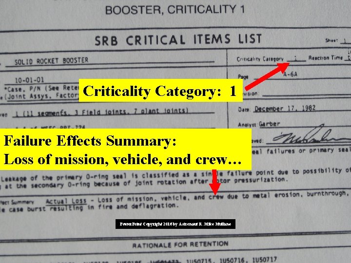 Criticality Category: 1 Failure Effects Summary: Loss of mission, vehicle, and crew… Power. Point Criticality Category: 1 Failure Effects Summary: Loss of mission, vehicle, and crew… Power. Point