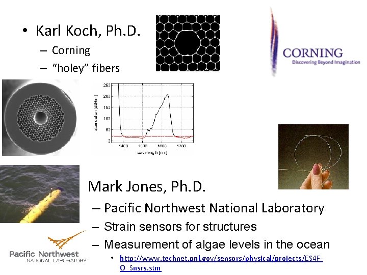  • Karl Koch, Ph. D. – Corning – “holey” fibers • Mark Jones,
